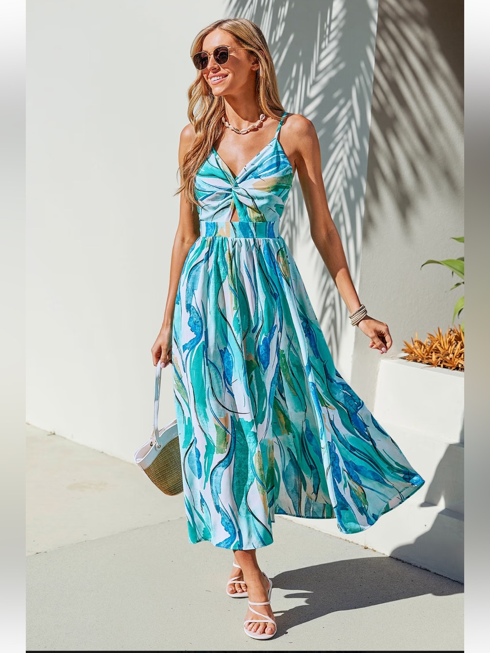 NWT CupShe Abstract Twist-Front Maxi Dress- size M